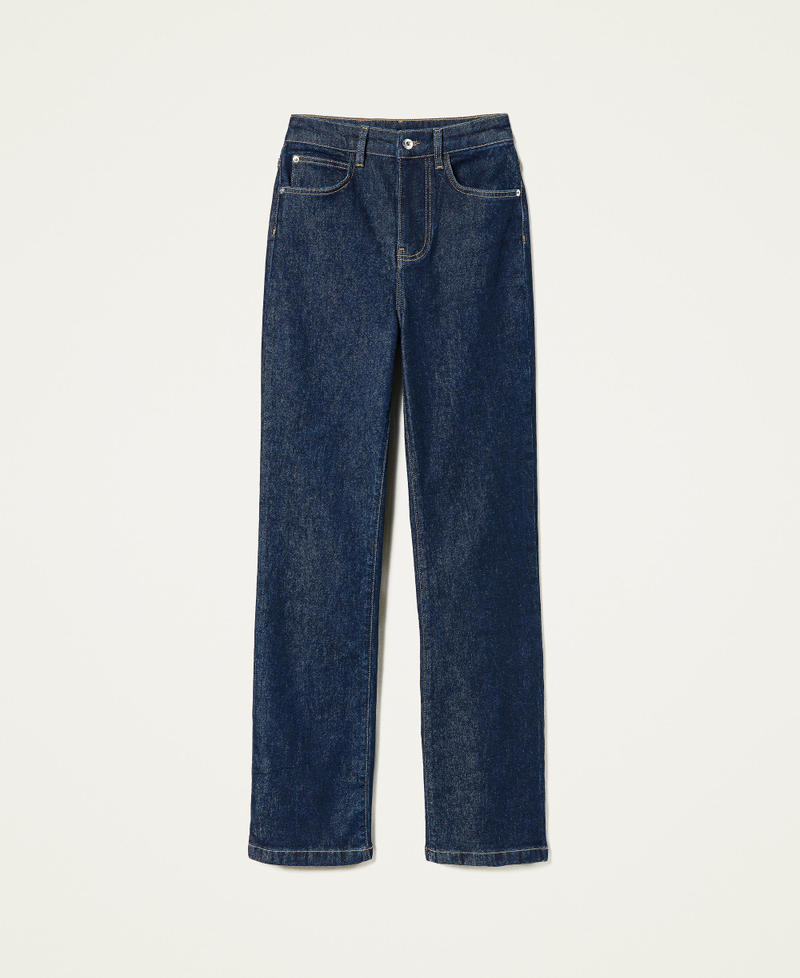 High-Waist-Jeans im Bell-Bottom-Fit Dunkler Denim Frau 221AT2301-0S