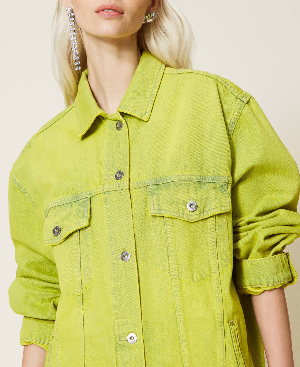 Neon yellow denim jacket hotsell