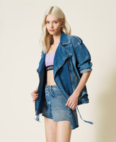 Denim biker jacket clearance ladies