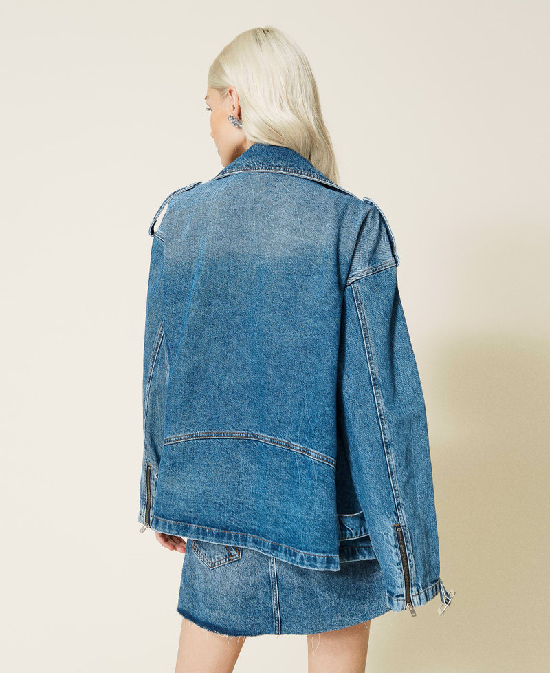 Куртка-косуха из джинсовой ткани Синий "Средний Деним" женщина 221AT2321-04