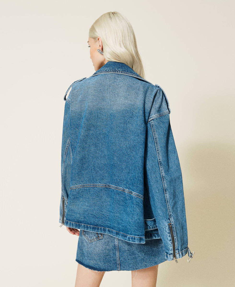 Giacca chiodo in jeans Donna Blu TWINSET Milano