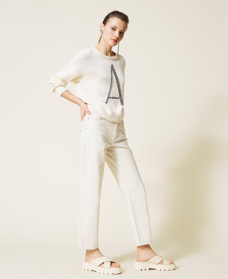 Trousers with organic cotton Pale Cream Woman 221AT2331-03