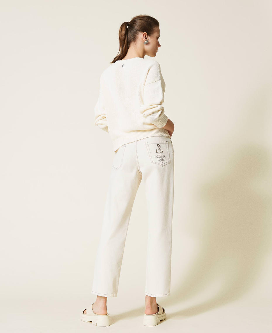 Pantalón con algodón orgánico Blanco crema Mujer 221AT2331-04