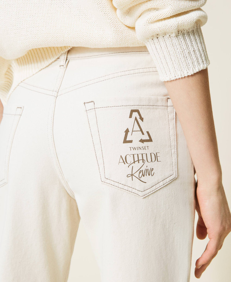 Pantalón con algodón orgánico Blanco crema Mujer 221AT2331-05
