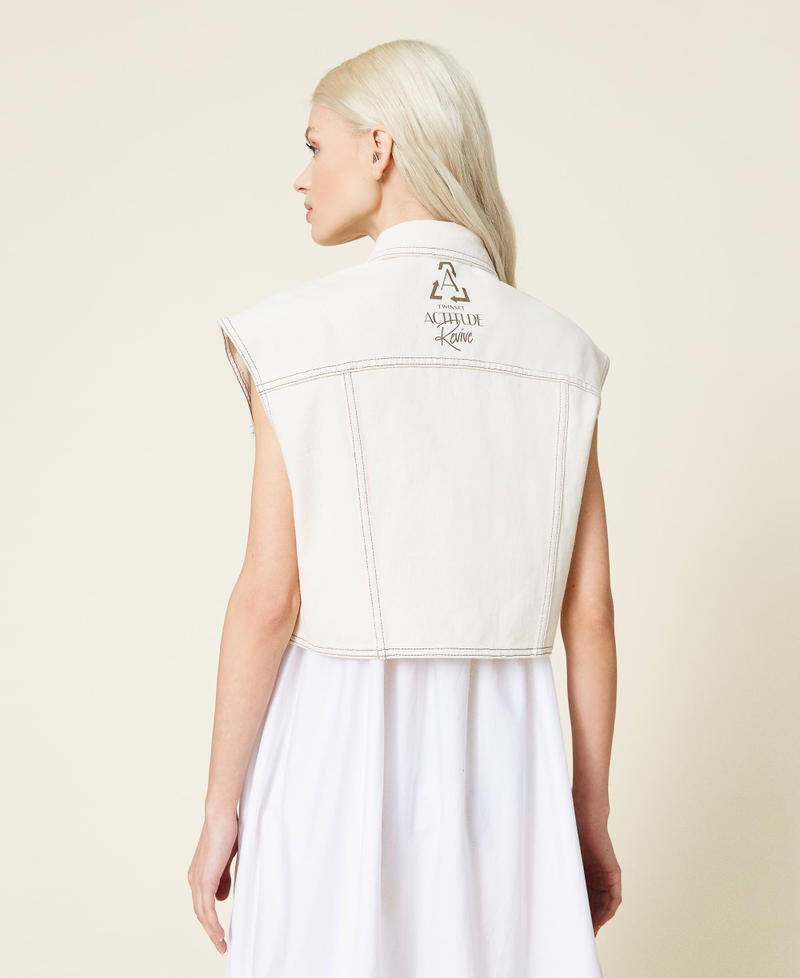Organic cotton waistcoat Pale Cream Woman 221AT2334-05