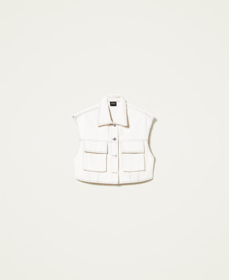 Organic cotton waistcoat Pale Cream Woman 221AT2334-0S