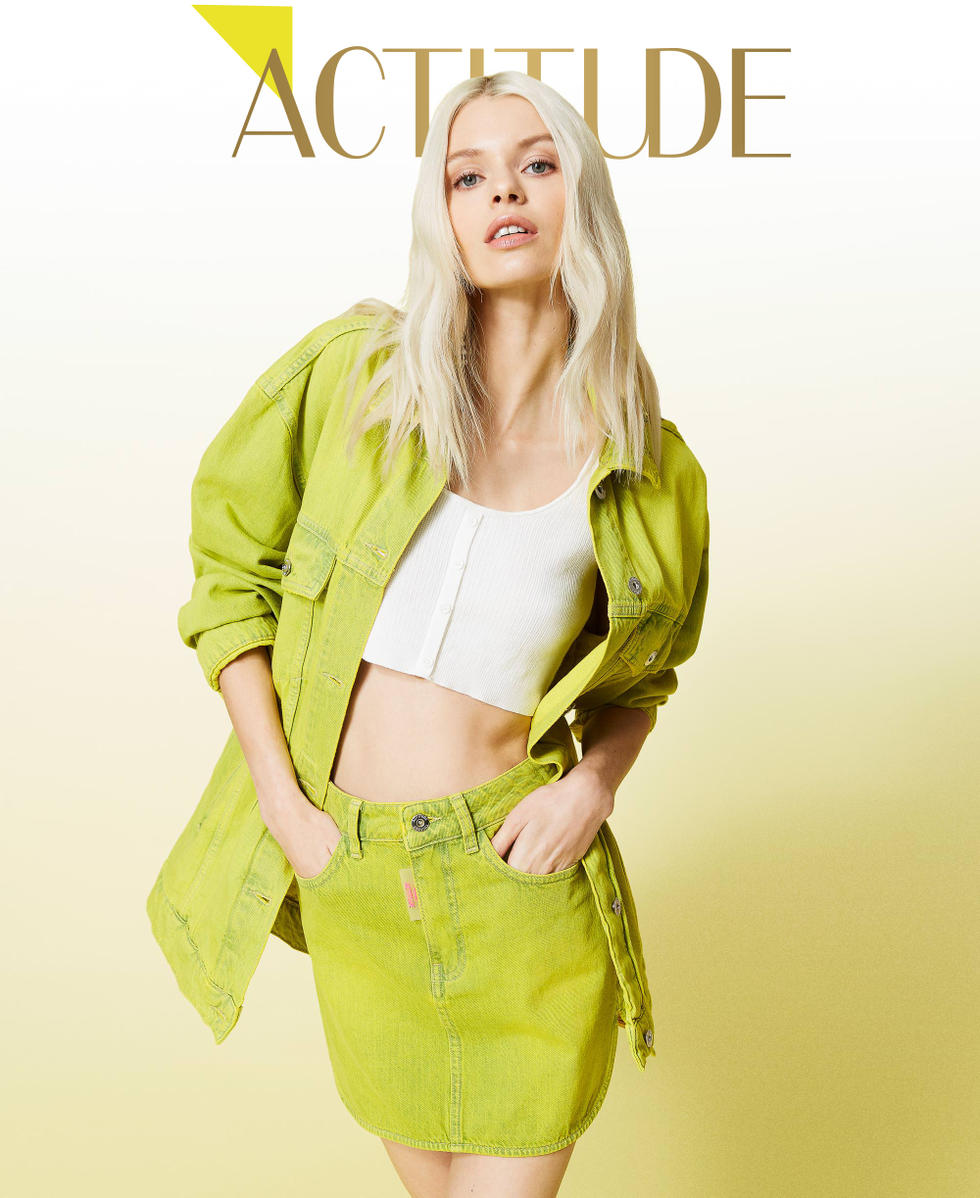 Mini jupe en jean surteint Femme Jaune TWINSET Milano