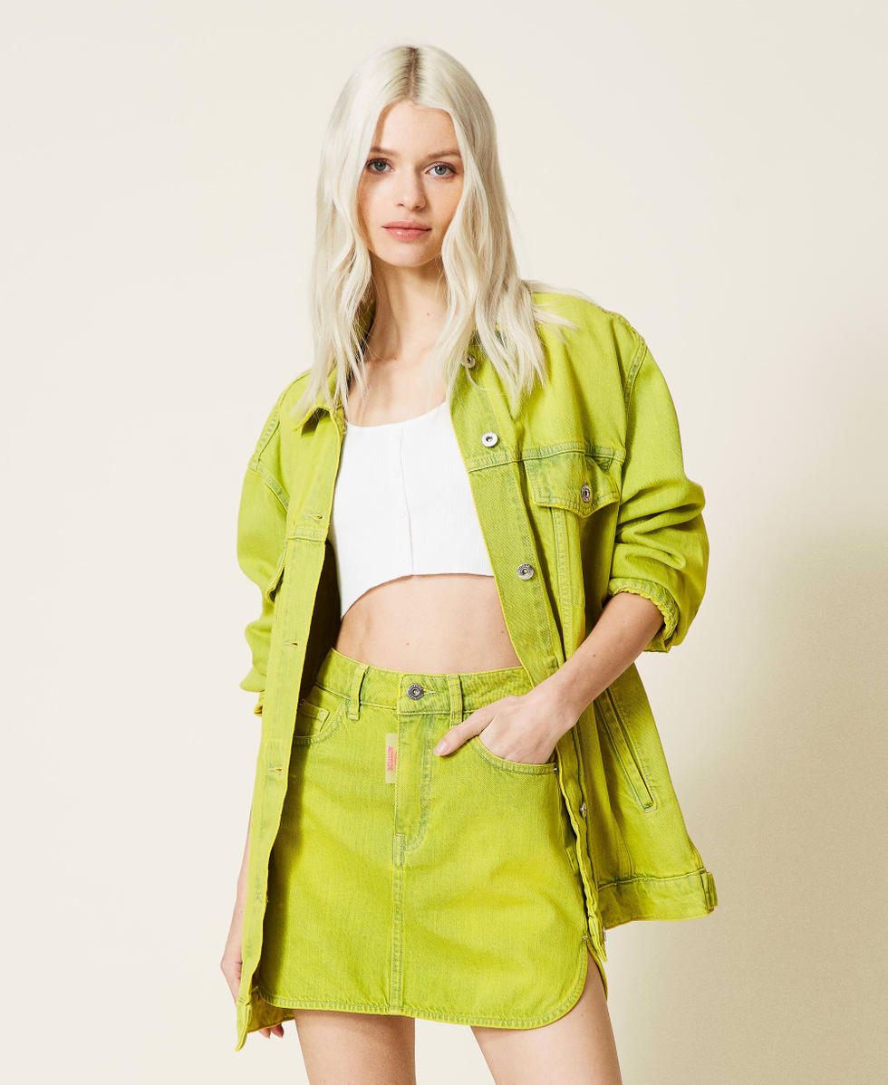 &Uuml;berf&auml;rbter Mini-Jeansrock