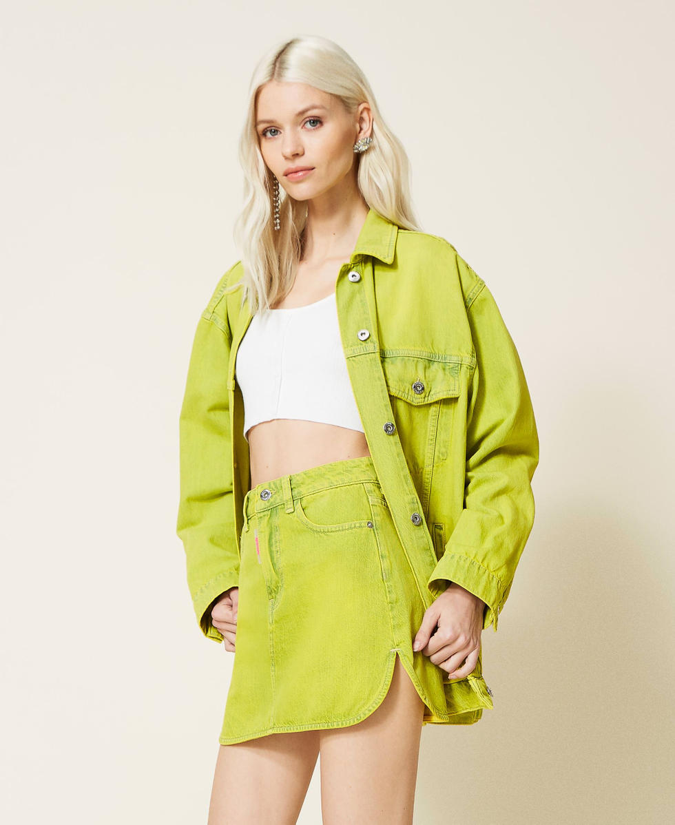 Mini jupe en jean surteint Femme Jaune TWINSET Milano