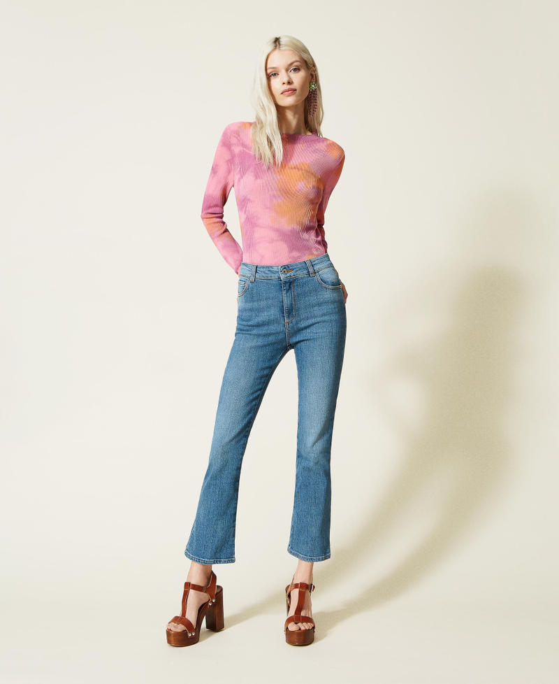 Five-pocket flared jeans "Mid Denim" Blue Woman 221AT2351-02