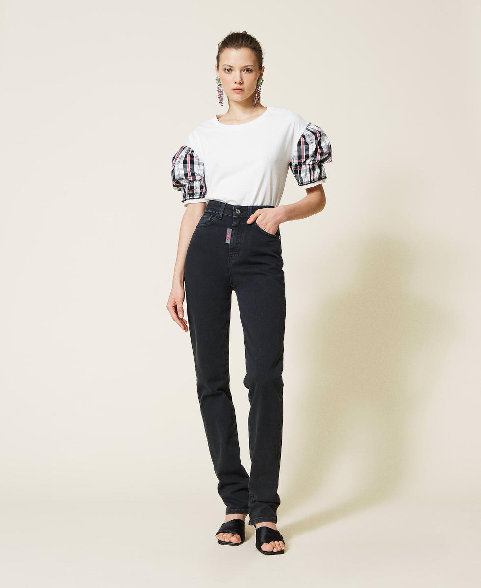 Pantalon negro talle alto mujer shop