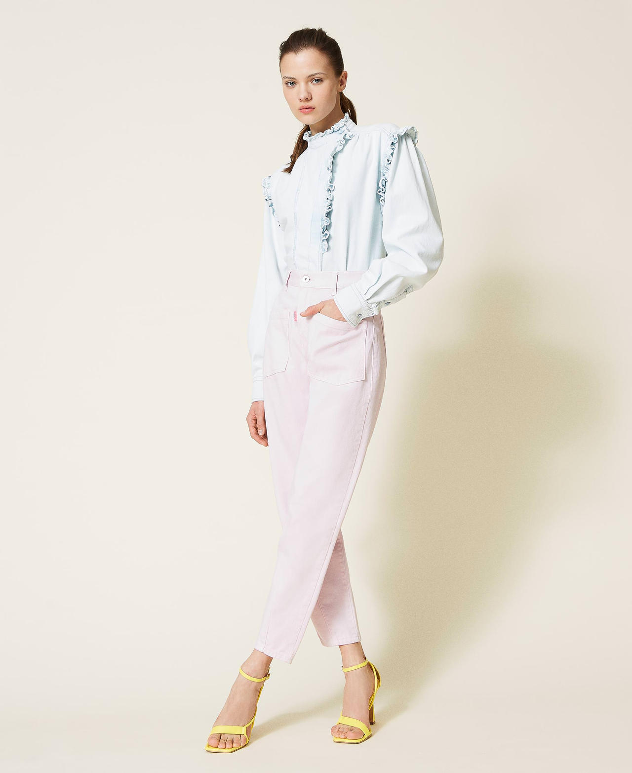 Carrot fit bull trousers "Pastel Lilac” Woman 221AT2365-02