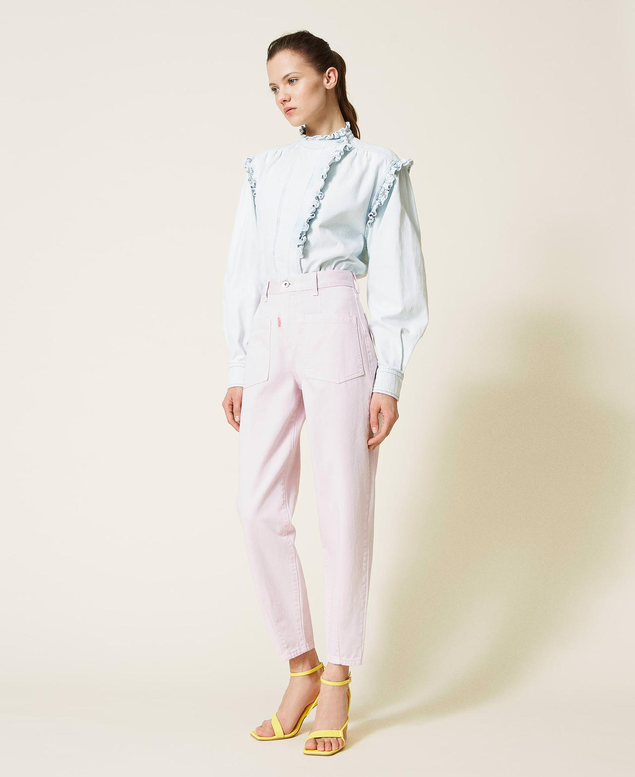 Carrot fit bull trousers "Pastel Lilac” Woman 221AT2365-03
