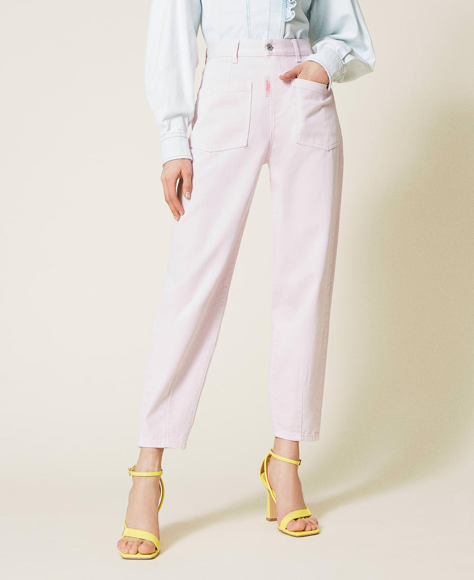 Carrot fit bull trousers "Pastel Lilac” Woman 221AT2365-05