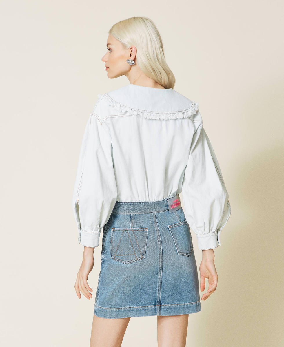 Two-tone denim dress