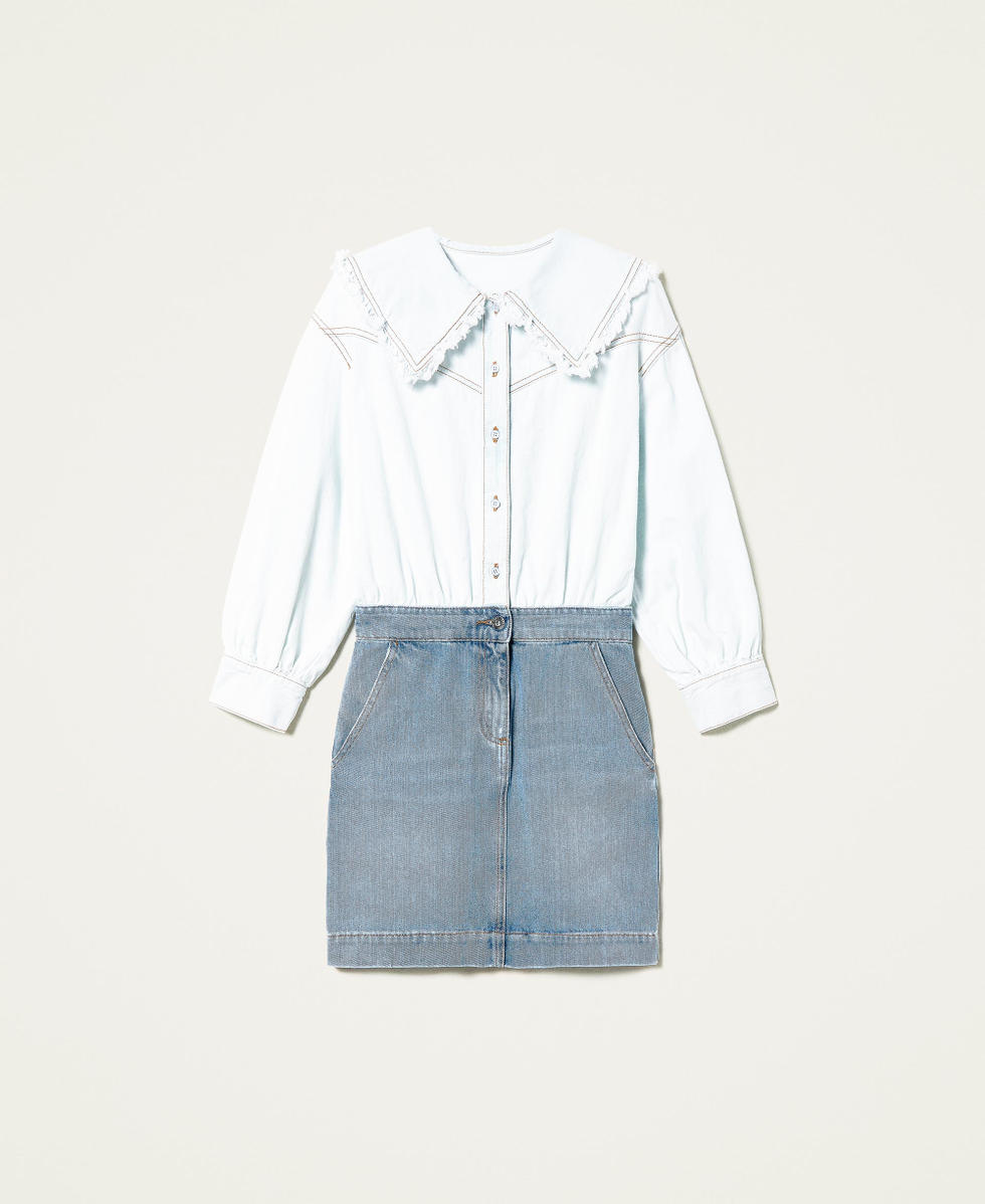 Two-tone denim dress