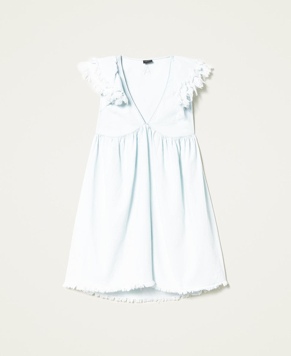 Robe en jean avec manches effiloch&eacute;es