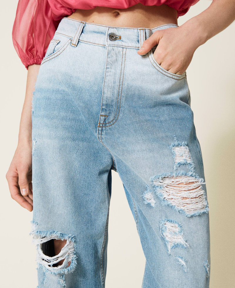 Jeans sfumati con rotture Denim Sbiadito Donna 221AT238C-06