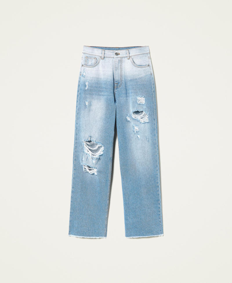 Fadeout jeans with rips Faded Denim Woman 221AT238C-0S