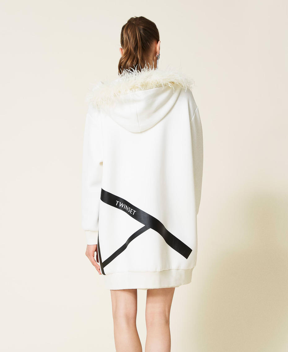 Scuba jacket with feathers White Gardenia Woman 221AT2393_00224_05