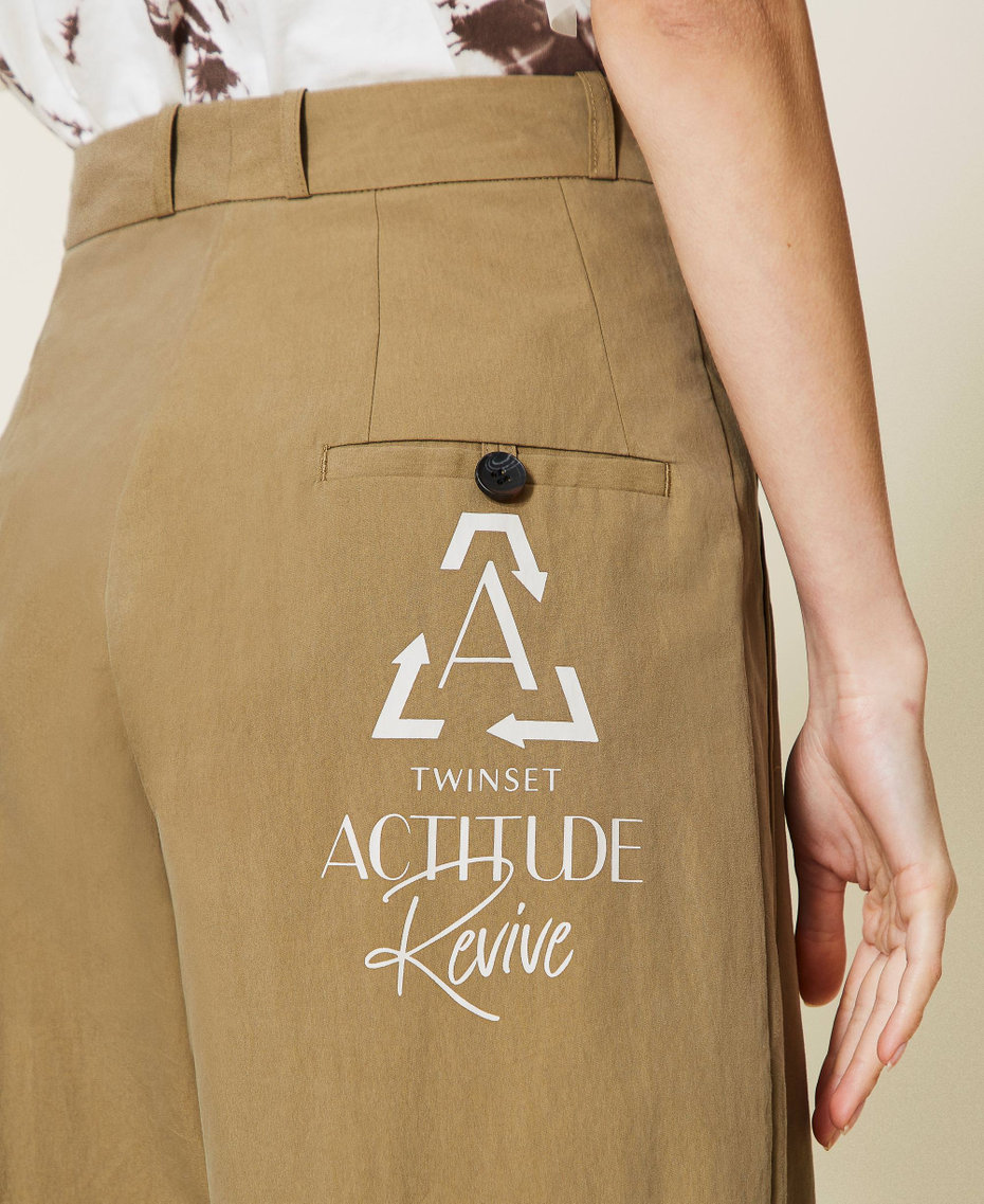 Pantaloni in tela con cotone organico Marrone "Rustic" Donna 221AT2402-05