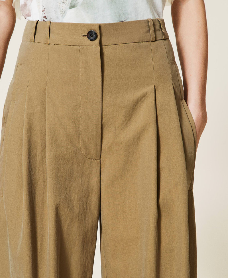 Organic cotton canvas trousers "Rustic" Brown Woman 221AT2402-06