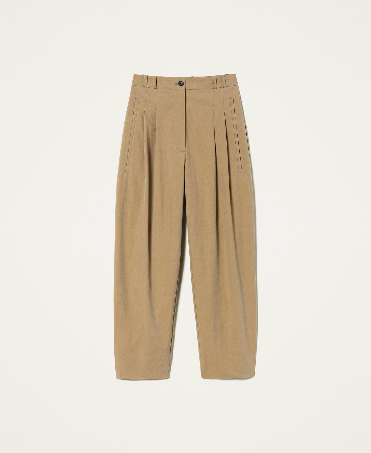 Organic cotton canvas trousers "Rustic" Brown Woman 221AT2402-0S