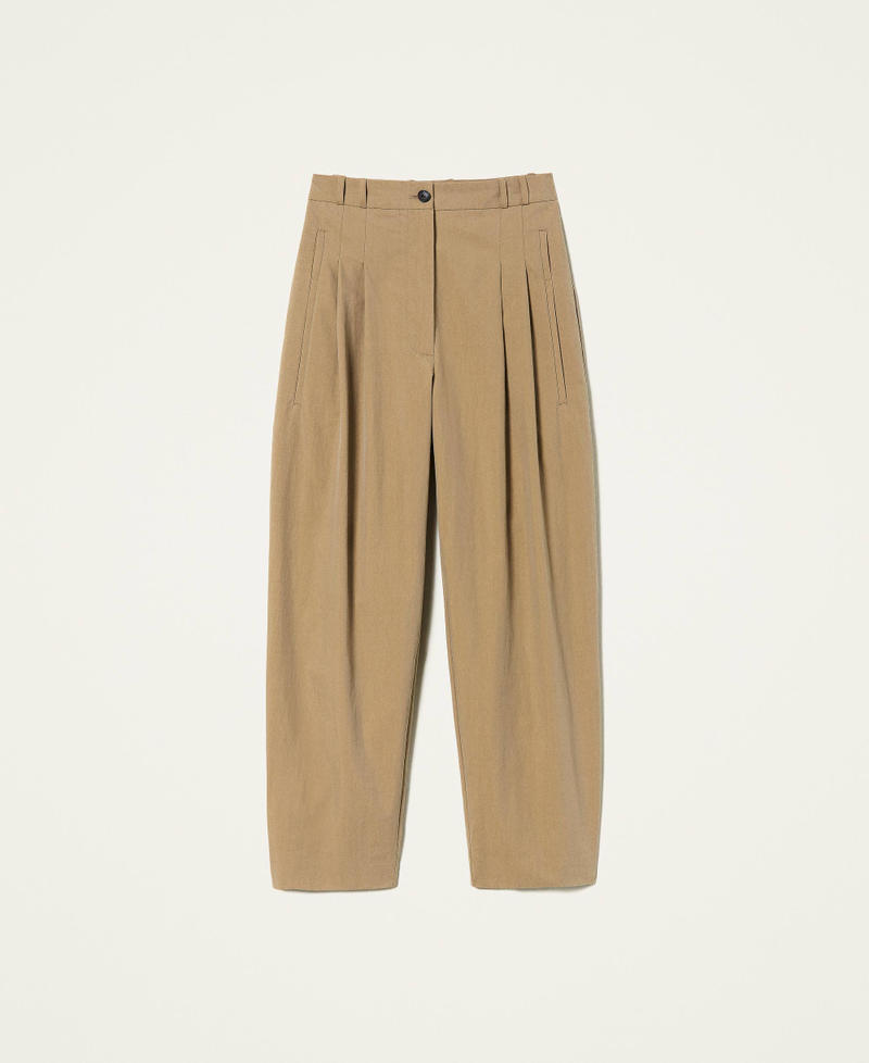 Pantaloni in tela con cotone organico Marrone "Rustic" Donna 221AT2402-0S