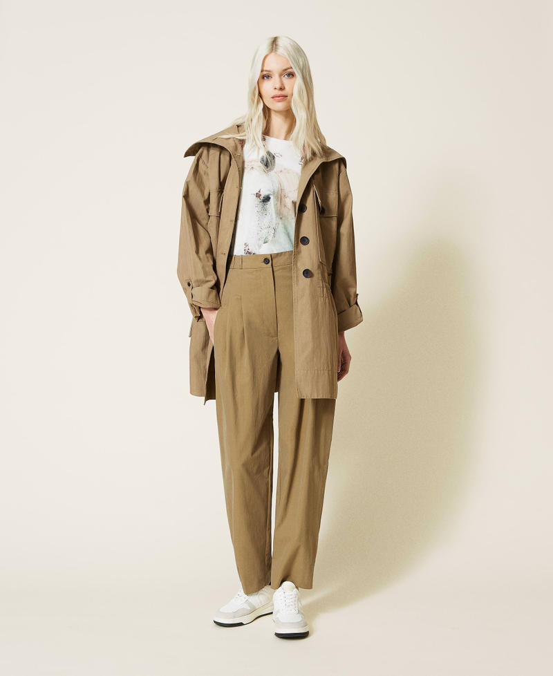 Organic cotton canvas parka coat