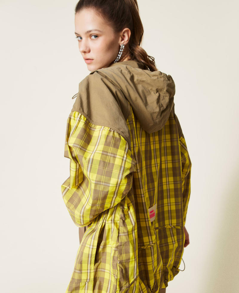 Taffeta parka coat with check pattern Vivid Yellow Checks Woman 221AT2410-04