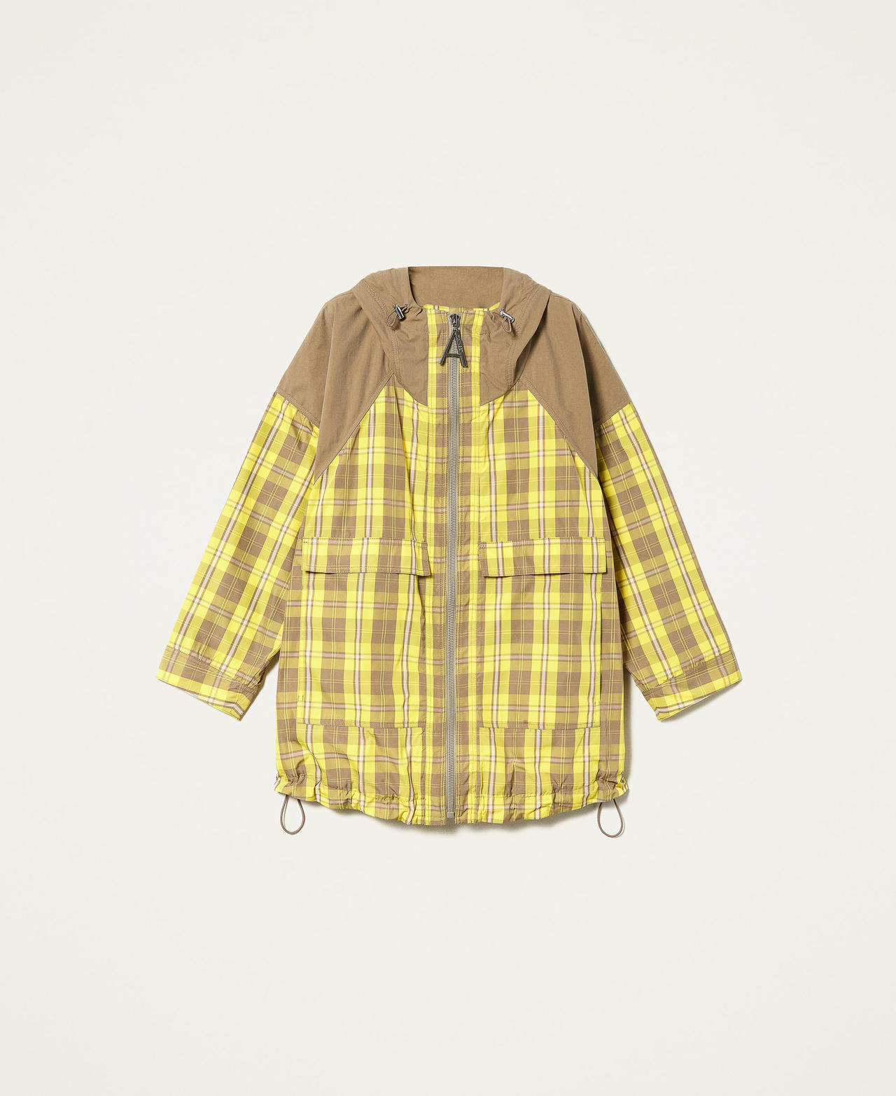 Taffeta parka coat with check pattern Vivid Yellow Checks Woman 221AT2410_06715_0S