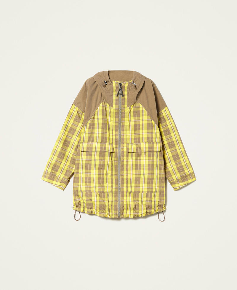 Taffeta parka coat with check pattern Vivid Yellow Checks Woman 221AT2410_06715_0S