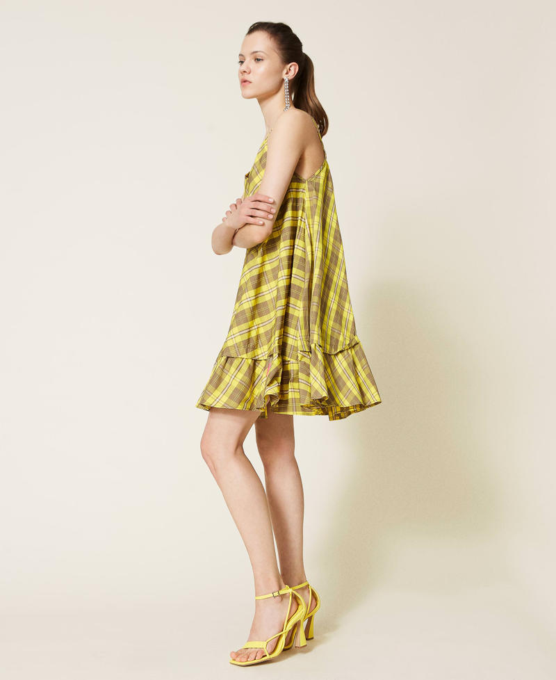 Taffeta dress with check pattern