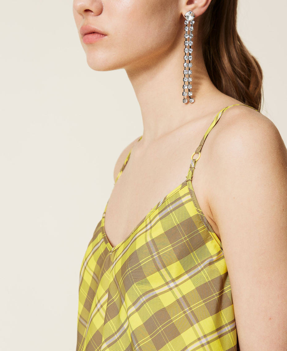 Taffeta dress with check pattern