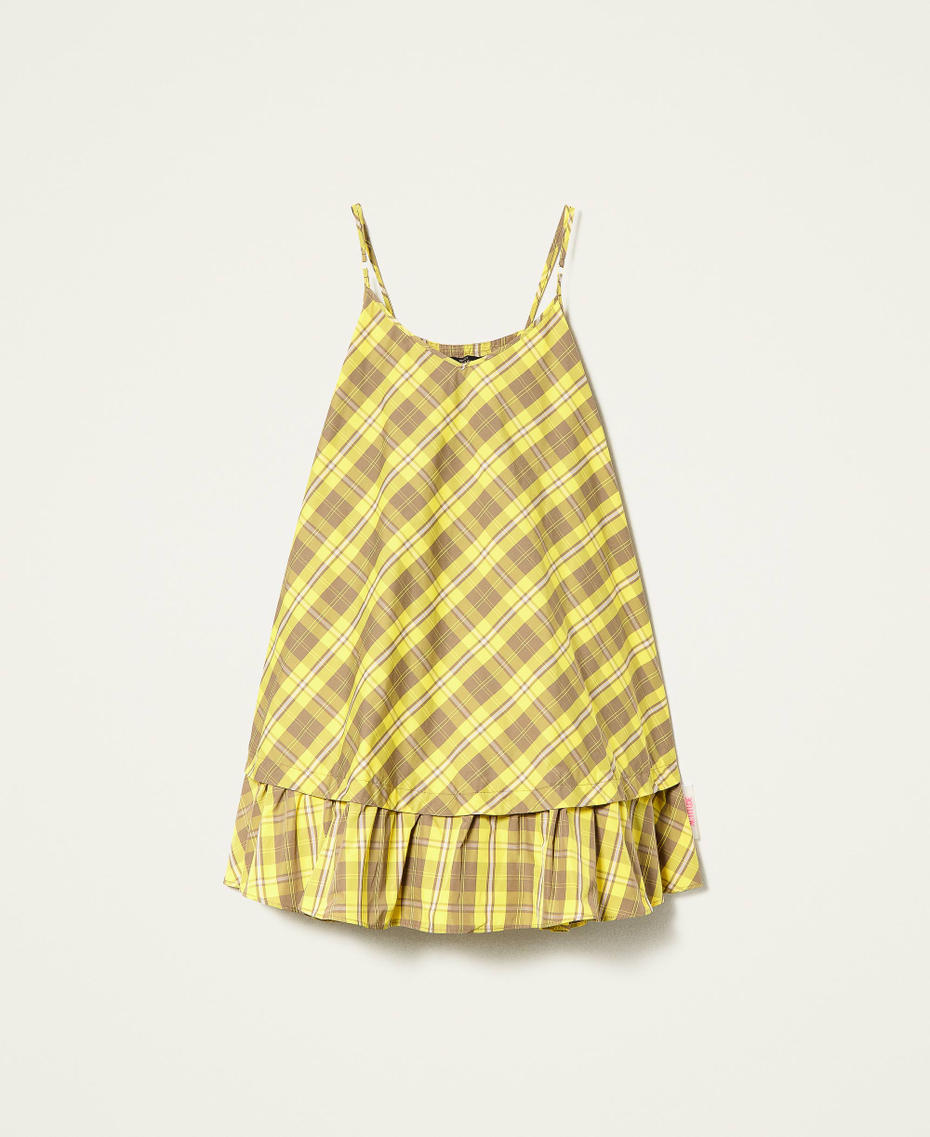 Taffeta dress with check pattern