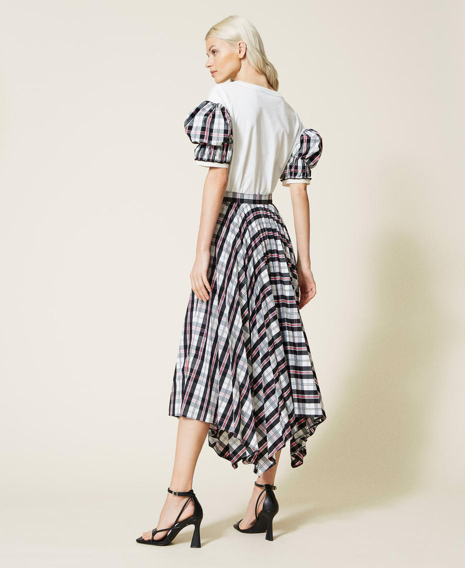 Taffeta skirt with check pattern Gardenia White Checks Woman 221AT2412-04
