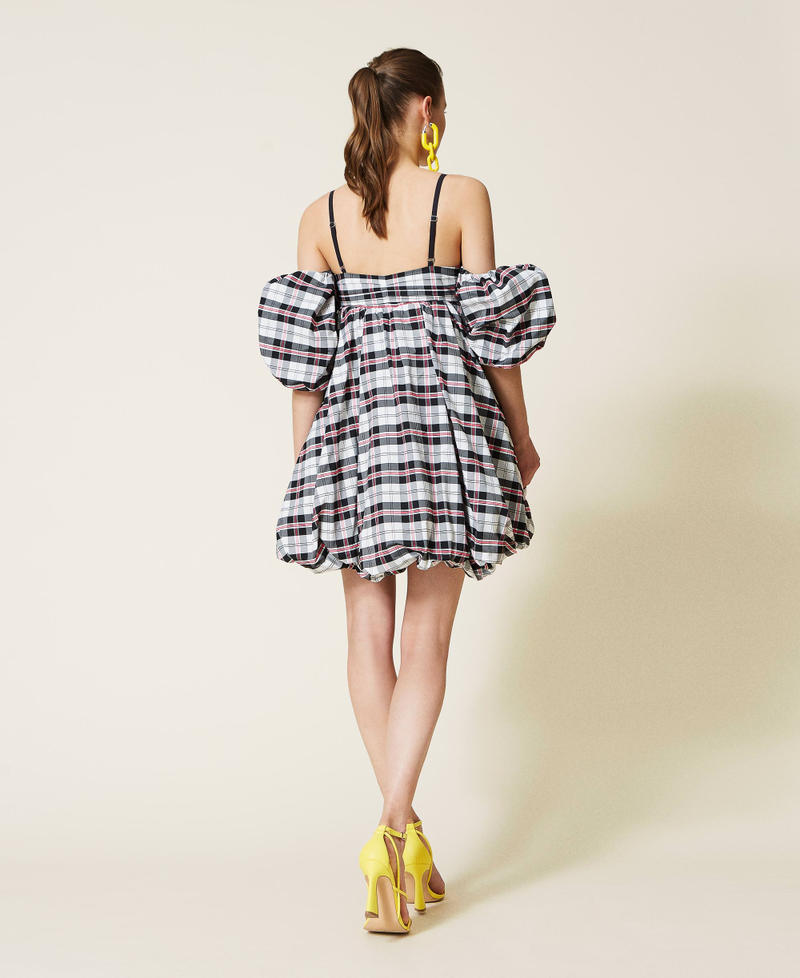 Robe ballon en taffetas &agrave; carreaux