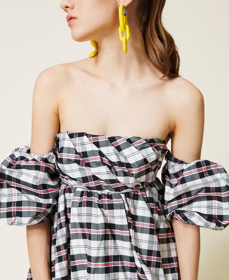 Robe ballon en taffetas &agrave; carreaux