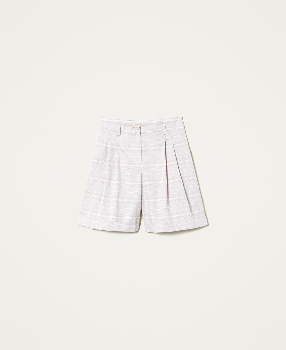 Bermudashorts mit Prince-of-Wales-Muster Prince-of-Wales-Muster „Pastel Lilac“-Violett Frau 221AT2425-0S