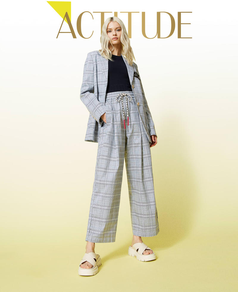 Glen plaid palazzo trousers