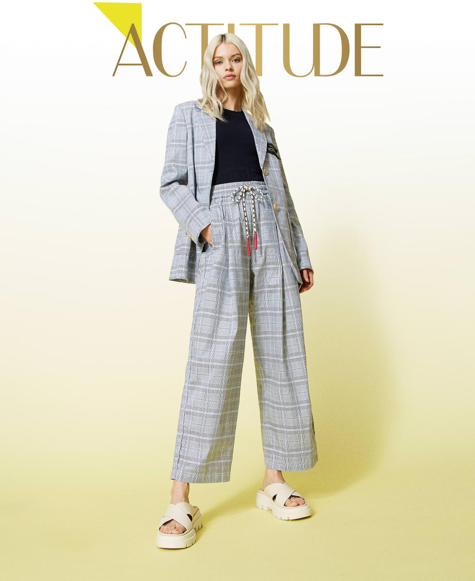 Glen plaid palazzo trousers