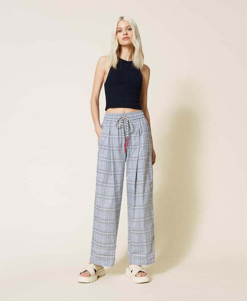 Glen plaid palazzo trousers
