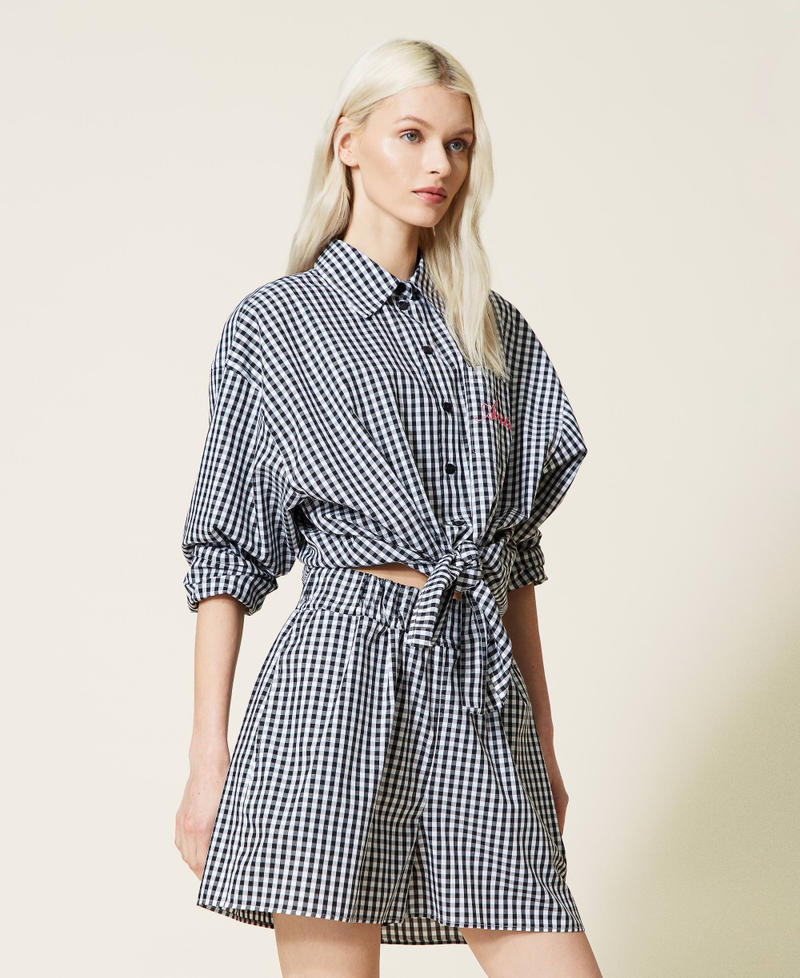 Gingham poplin shorts