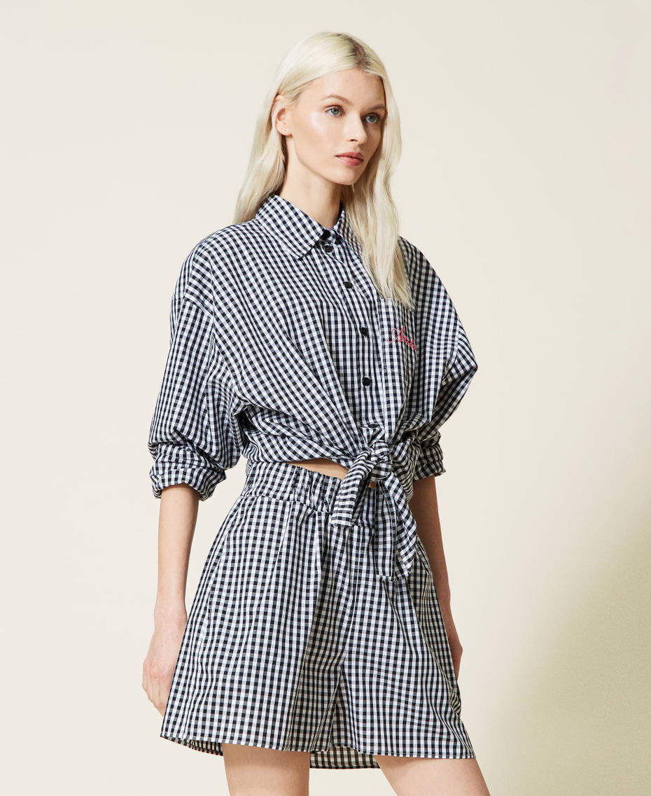 Gingham poplin shorts