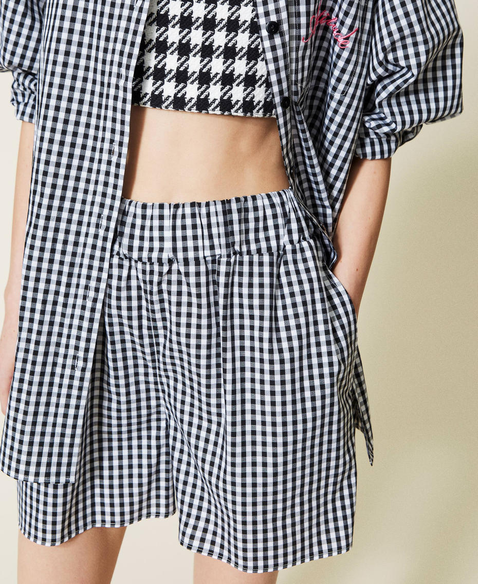 Gingham poplin shorts
