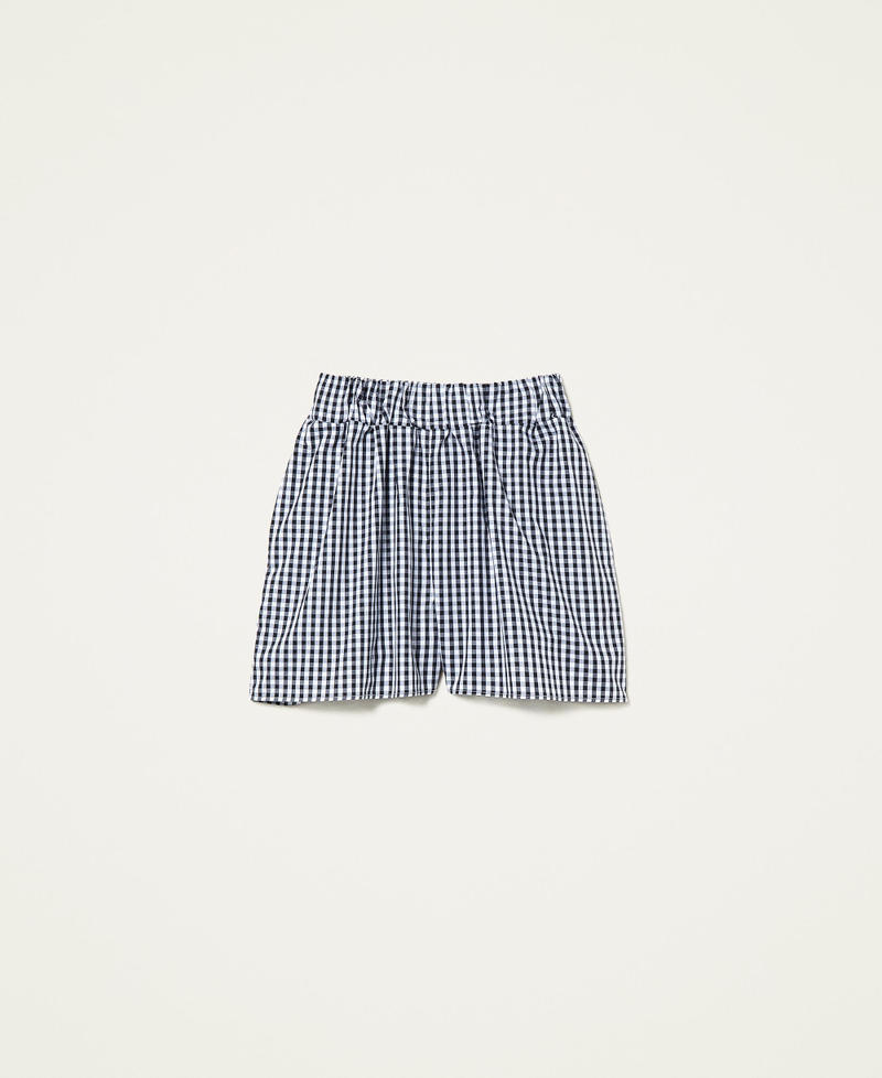 Shorts in popeline a fantasia Vichy Bicolor Off White / Nero Donna 221AT2444-0S
