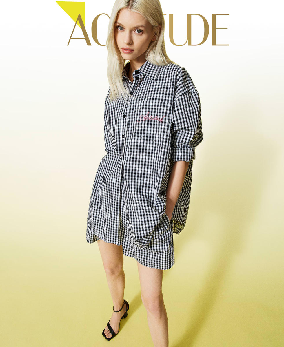 Camisa de popelina estampada Vichy Mujer Blanco TWINSET Milano