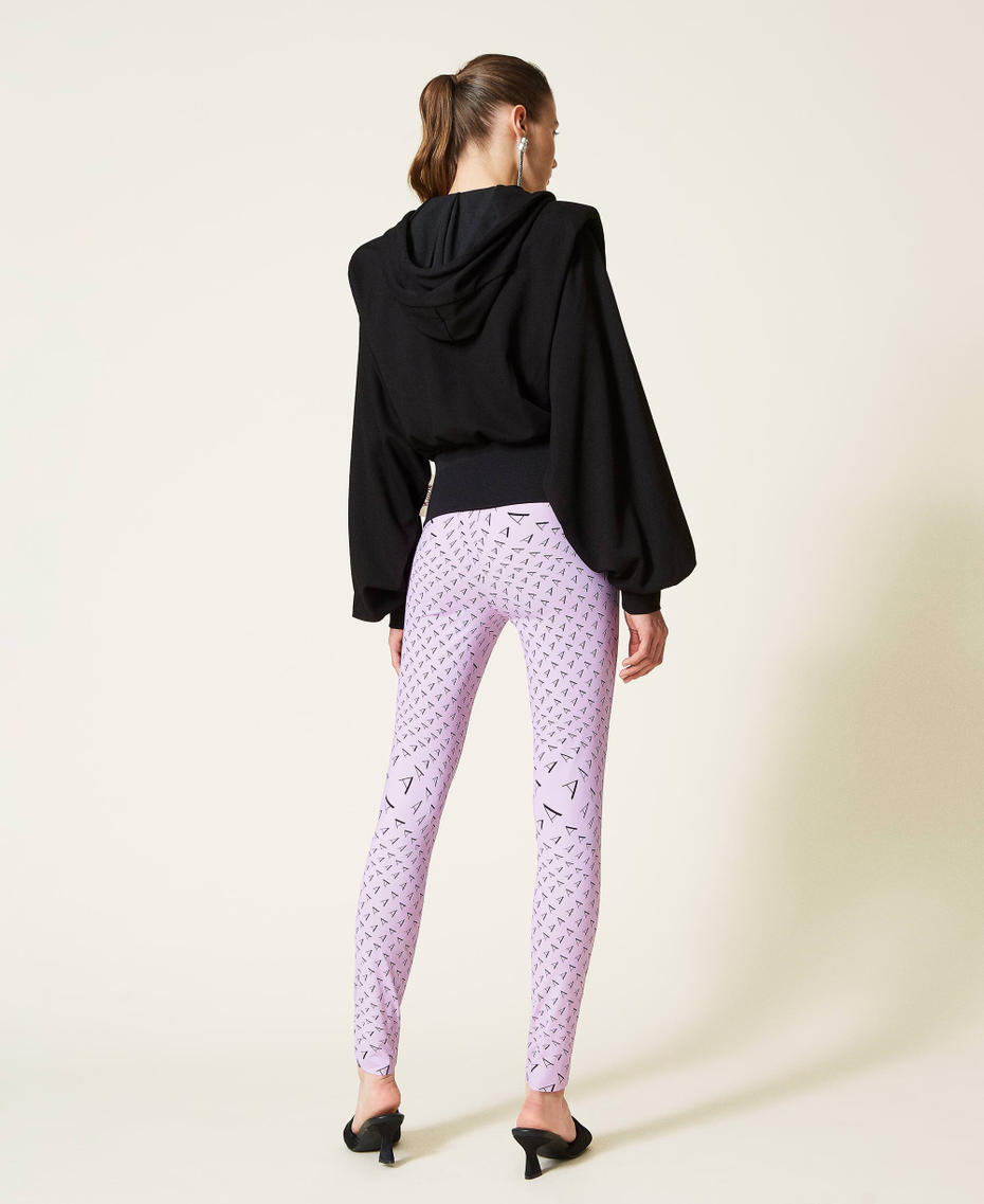 ‘Sapphire’ leggings with logo "Pastel Lilac" / Black Print Woman 221AT2462-04