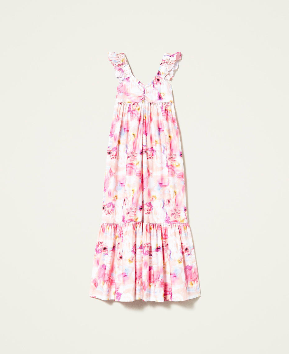 Robe longue en popeline florale Nuances de Rose « Hot Pink » Femme 221AT2480-0S