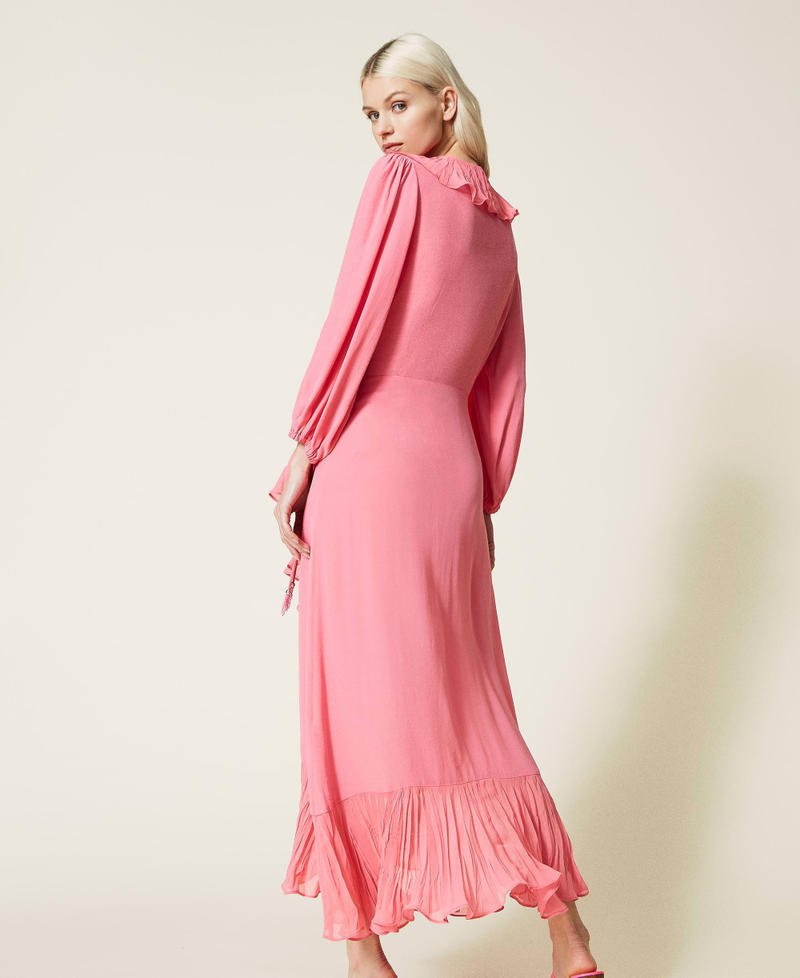 Robe longue en crêpe de Chine Rose « Hot Pink » Femme 221AT2506-05
